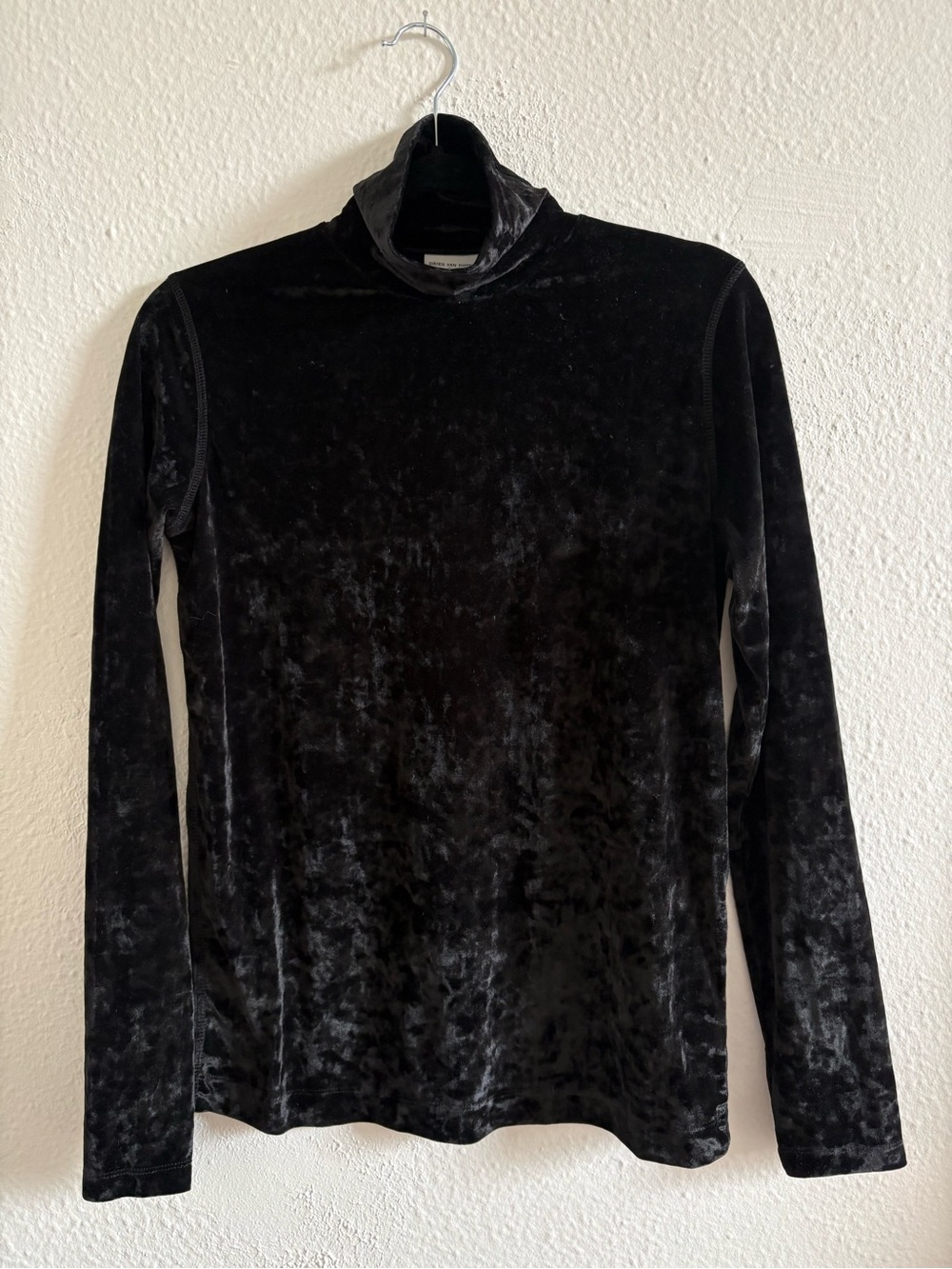 Dries Van Noten Black Velvet Turtleneck